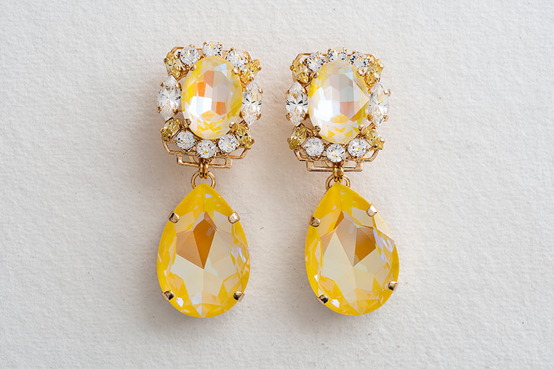 Anton Heunis Yellow Crystal Drop Earrings