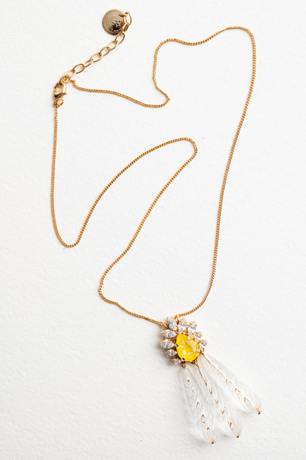 Anton Heunis Crystal Pendant Necklace in Yellow