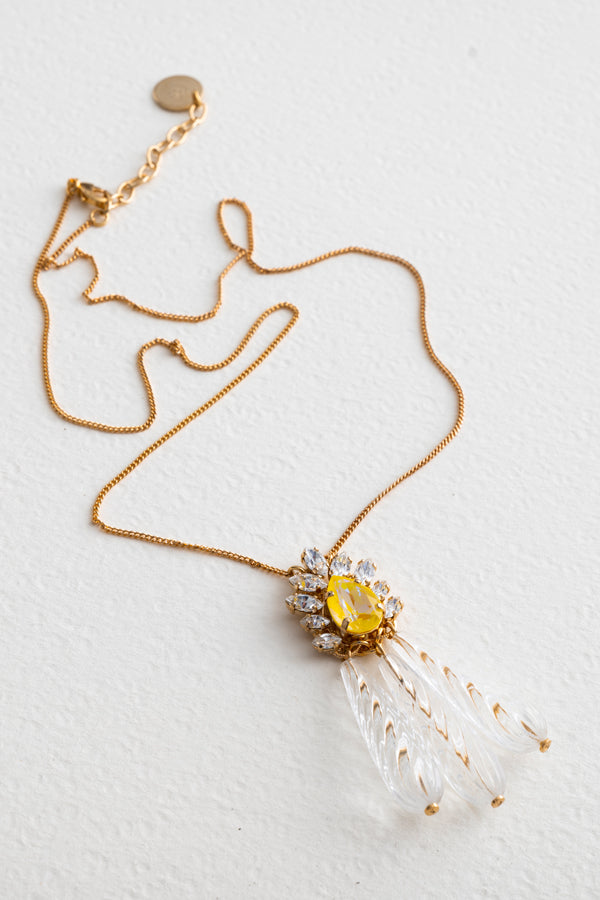 Anton Heunis Crystal Pendant Necklace in Yellow