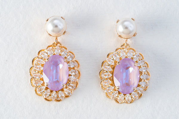 Anton Heunis Pearl & Lilac Gem Pendant Earrings