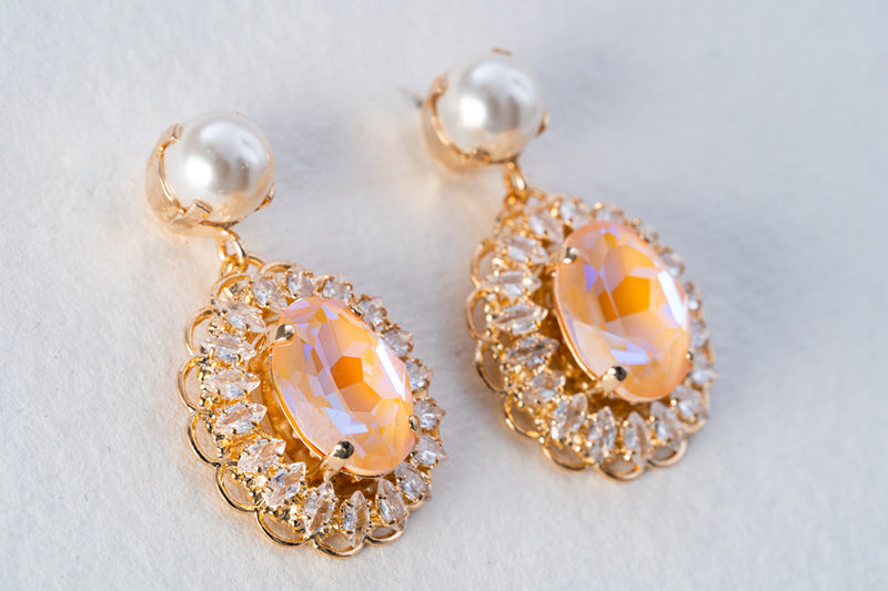 Anton Heunis Pearl & Peach Gem Pendant Earrings
