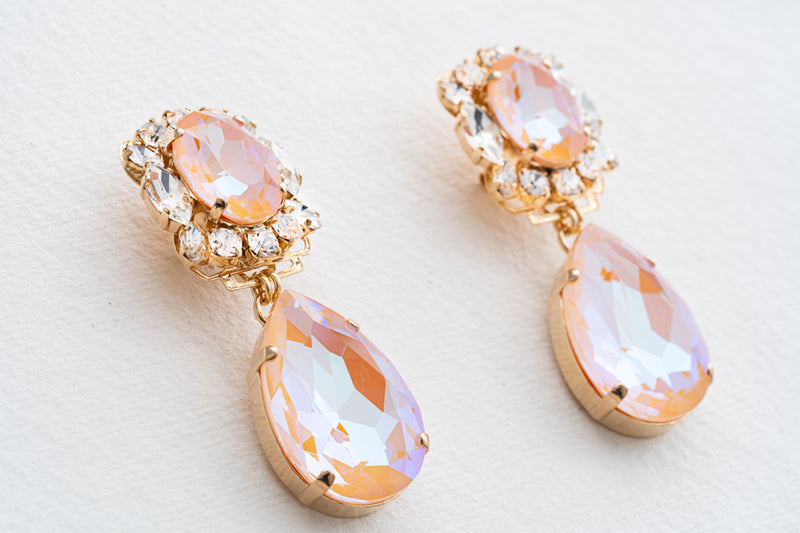 Anton Heunis Peach Crystal Drop Earrings
