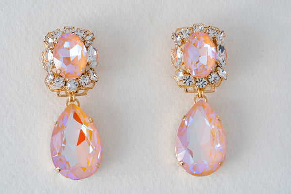 Anton Heunis Peach Crystal Drop Earrings