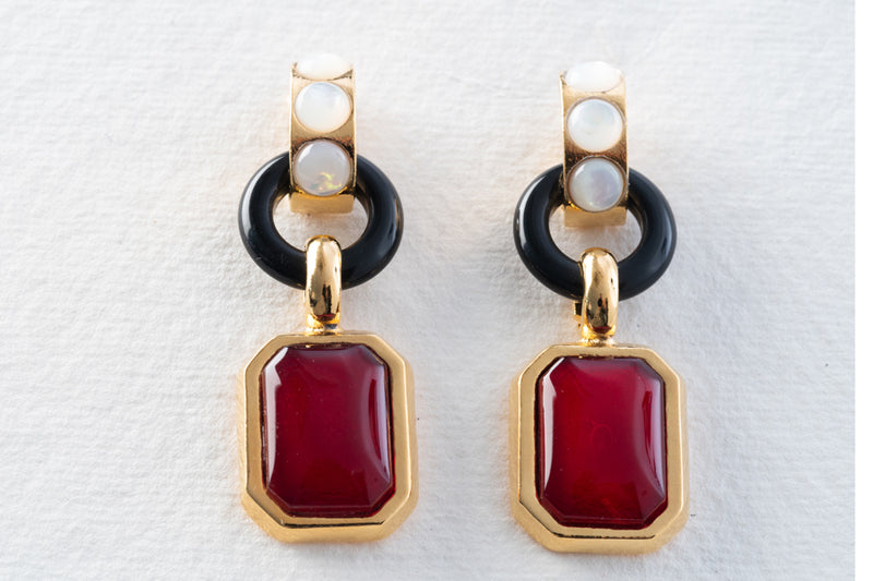 Philippe Ferrandis Galactica Red Pendant Drop Earrings