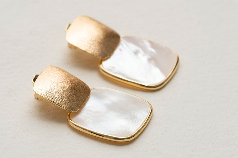 Cristina Sabatini Mini Square  Mother of Pearl Earrings