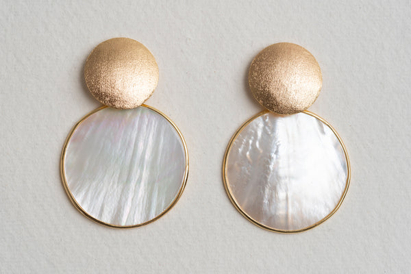 Cristina Sabatini Mini Pebble Mother of Pearl Earrings