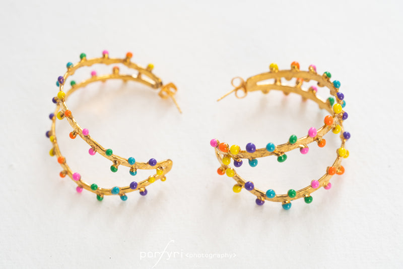 Sylvia Toledano Gipsy Multi Coloured Double Hoop Earrings