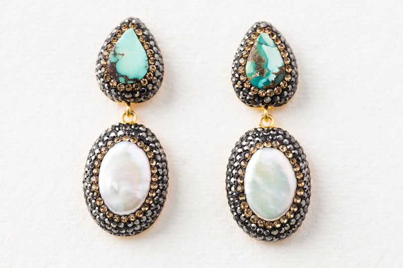 Soru Turquoise & Baroque Pearl Earrings