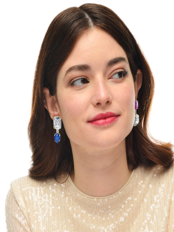Anton Heunis Fuchsia & Blue  Double Gem Earrings