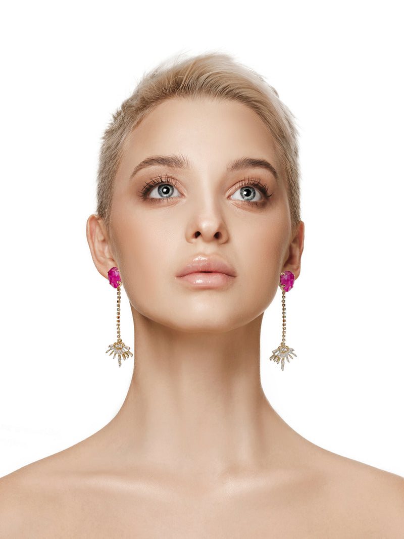 Anton Heunis Fan Drop Earrings in Pink